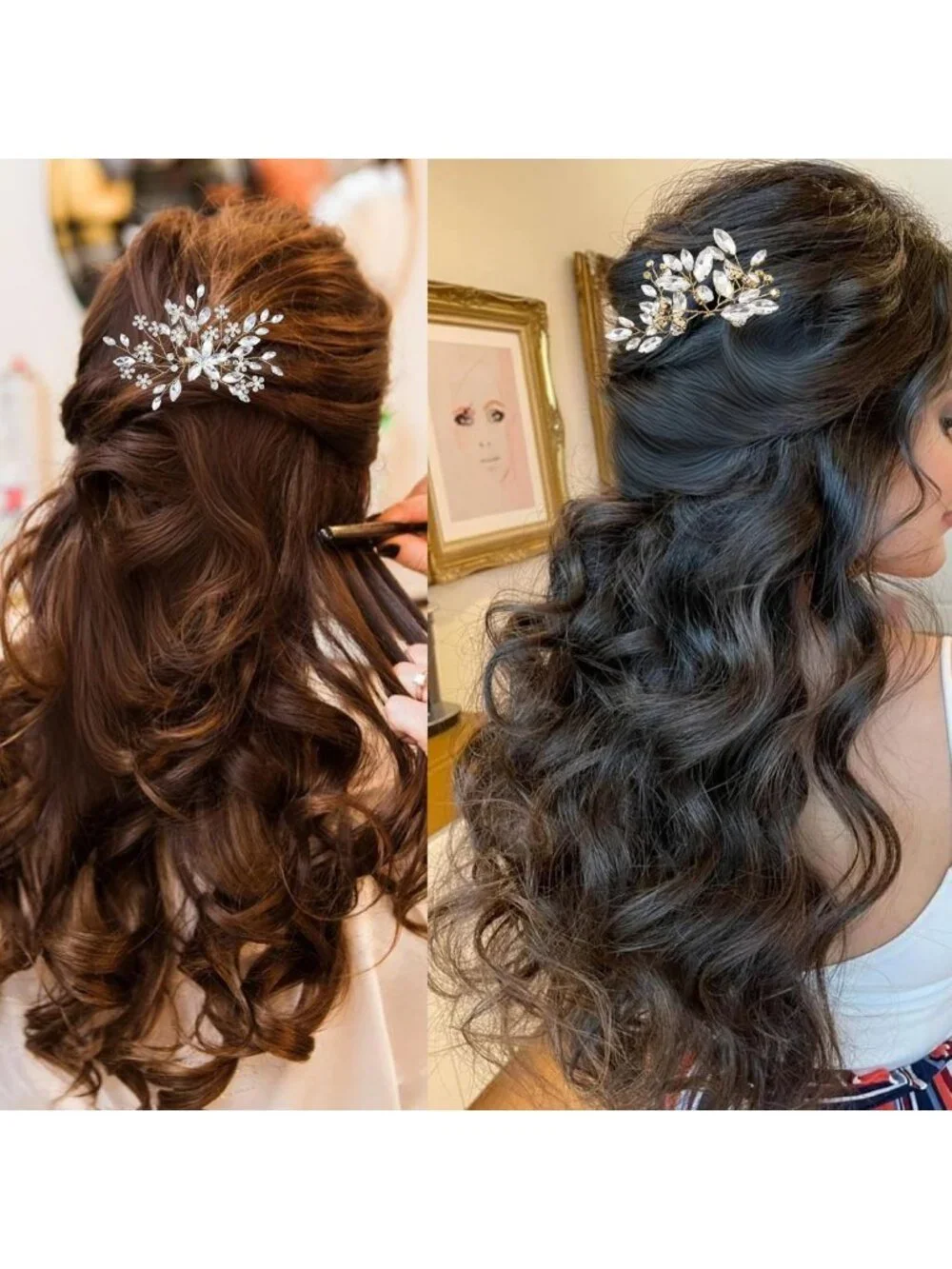 10 Pcs Rhinestone Bridal Hair Pins - Crystal Hair Accessories for Brides